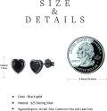 wholesale  925 Sterling Silver Black Heart Stud Earrings 7.3mm Romantic Love Gift for Women-0-1