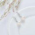 wholesale 925 Sterling Silver Round White Freshwater Pearl Drop Earrings with Cubic Zirconia Accents for Women-0-1