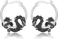 wholesale 925 Sterling Silver Dragon Shape Hoop Earrings for Women Girls Hypoallergenic -A-Black Dragon Earrings