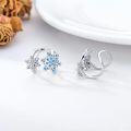 wholesale 925 Sterling Silver Snowflake Blue Austrian Crystal Cuff Earrings for Non-Pierced Ear Women Girl Gifts-0-4
