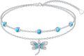 wholesale 925 Sterling Silver Turquoise Dragonfly Anklet-0-0