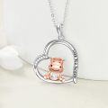 wholesale 925 Sterling Silver Hippo Love You Forever Heart Pendant Necklace-0-1