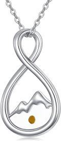 wholesale 925 Sterling Silver Infinity Faith Moves Mountains Amber Pendant Necklace-0-0