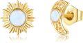 wholesale 14K Gold Opal Sun & Moon Stud Earrings for Daughter/Sister-0-0