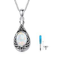 wholesale 925 Sterling Silver Celtic Knot Water Drop Cremation Necklace Wholesale For Ashes-Non-custom-B-Opal Custom-B-Opal-Custom-B-Opal-B-Opal Non-custom