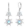 wholesale 925 Sterling Silver Sun Moonstone Celtic Knot Zircon Drop Earrings For Women-0-0