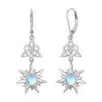 wholesale 925 Sterling Silver Sun Moonstone Celtic Knot Zircon Drop Earrings For Women-H