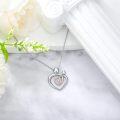 wholesale 925 Sterling Silver Lab-Grown Cubic Zirconia Mother & Daughter Heart Pendant Necklace-0-2