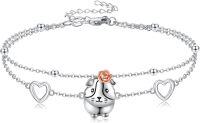 wholesale 925 Sterling Silver Guineapig Heart Charm Bracelet with Flower Pendant Gifts for Girls and Women-Guinea Pig