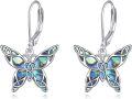 wholesale 925 Sterling Silver Abalone Shell Celtic Knot Butterfly Leverback Drop Earrings-0-0