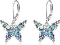 wholesale 925 Sterling Silver Abalone Shell Celtic Knot Butterfly Leverback Drop Earrings-Celtic-01