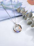 wholesale S925 Sterling Silver Blue Crystal Rose Gold Plated Fox Moon Necklace for Luck & Fortune-0-4