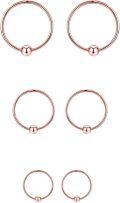 wholesale Rose Gold 925 Sterling Silver Small Ball Studs Minimalist Hoops 6 Pairs Set-0-0
