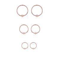 wholesale Rose Gold 925 Sterling Silver Small Ball Studs Minimalist Hoops 6 Pairs Set-Rose Gold-10\/12\/14mm