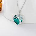 wholesale 925 Sterling Silver 14K White Gold Plated Heart Emerald Green Crystal Tree of Life Necklace-0-4