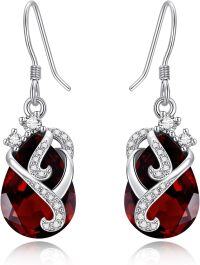 wholesale 925 Sterling Silver Birthstone Drop Dangle Earrings for Women Gifts-01 Jan