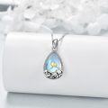 wholesale 925 Sterling Silver Teardrop Moonstone Mountain Range Pendant Necklace with Gold Sun Charm for Nature Lovers-0-2