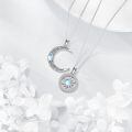 wholesale 925 Sterling Silver Couples Best Friends Forever Necklaces with Crescent Moon and Sun Pendants-0-1