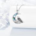 wholesale 925 Sterling Silver Moonstone & Abalone Shell Pendant with Bird and Mountains Design Necklace-0-5