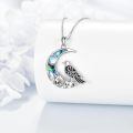wholesale 925 Sterling Silver Moonstone & Abalone Shell Pendant with Bird and Mountains Design Necklace-0-5