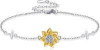 wholesale 925 Sterling Silver Sunflower Bracelet with Hypoallergenic Charm for Women - Sunshine Gift for Her-Sunflower