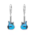 TOUPOP 925 Sterling Silver Turquoise Music Dangle Earrings For Women-0-0