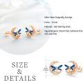 wholesale 925 Sterling Silver Blue Enamel Celtic Moon Dragonfly Stud Earrings Irish  for Women Girls-0-3