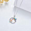 wholesale 925 Sterling Silver Synthetic Birthstone Hummingbird Necklace for Women-0-15