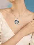 TOUPOP Sterling Silver Blue Crystal Cat Pendant Necklace-0-4