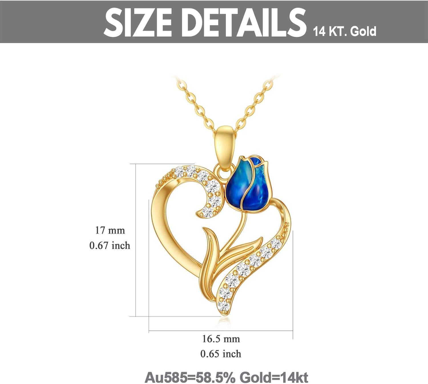 14K Yellow Gold Moissanite Orchid Lotus Birth Flower Necklace 16 18 -0-5