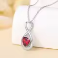 TOUPOP Sterling Silver Garnet Infinity Love Moon Pendant Necklace-0-3