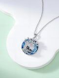 TOUPOP Sterling Silver Blue Crystal Celtic Mountain Moon Pendant Necklace-0-4