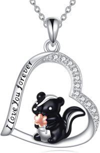 wholesale 925 Sterling Silver Black Skunk in Heart Pendant Necklace for Women Girls Gifts-Skunk-Skunk