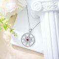 wholesale 925 Sterling Silver Red CZ Evil Eye Pendant Necklace for Women Girls  45cm Chain Length-0-2