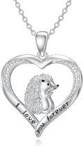 wholesale 925 Sterling Silver Heart Hedgehog Love Forever Pendant Necklace s for Women and Girls-0-0