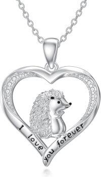 wholesale 925 Sterling Silver Heart Hedgehog Love Forever Pendant Necklace s for Women and Girls-Hedgehog