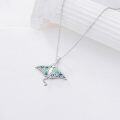 wholesale 925 Sterling Silver Stingray Pendant Necklace with Abalone Shell Inlay - Unique Ocean Life  for Her Him 45cm Chain Length-0-3