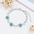 wholesale 925 Sterling Silver & Blue Zirconia Heart Birthstone Bracelet for Women, Hypoallergenic Gift-0-3