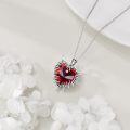 wholesale 925 Sterling Silver Red Crystal Spiked Heart Pendant Gothic Punk Necklace-0-2