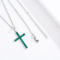 wholesale 925 Sterling Silver Cross with Green Stone and Black Onyx Religious Jewelry for Women Men-0-2