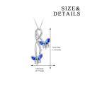 wholesale 925 Sterling Silver Blue Crystal Butterfly Pendant Necklace s for Her-0-3