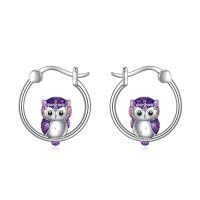 wholesale 925 Sterling Silver Owl Design Circle Studs Earings for Women and Girl's Gift Ideas-owl hoop earrings