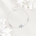 wholesale 925 Sterling Silver Blue Crystal Starfish Adjustable Ankle Anklet-0-2