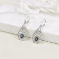 wholesale 925 Sterling Silver Teardrop Flower Drop Earrings with Sunflower and Hummingbird Design-0-3