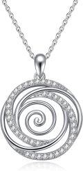 wholesale 925 Sterling Silver Gold Over Sterling Silver & Zircon Spiral Pendant Necklace for Women-0-0