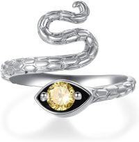 wholesale 925 Sterling Silver Adjustable Snake Band Ring Jewelry Gift for Women-11 Nov - Citrine
