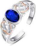 wholesale S925 Sterling Silver 18K Gold Plated September Birthstone Ring - Handmade Adjustable Sapphire Jewelry for Women, Gift Box Included-0-0