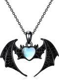 wholesale 925 Sterling Silver Blue Moonstone Bat Pendant Necklace for Women-0-0