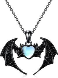 wholesale 925 Sterling Silver Blue Moonstone Bat Pendant Necklace for Women-Bat A