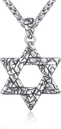 wholesale 925 Sterling Silver Star of David Necklace with Chain - Jewish Pendant Gift for Men-Crack